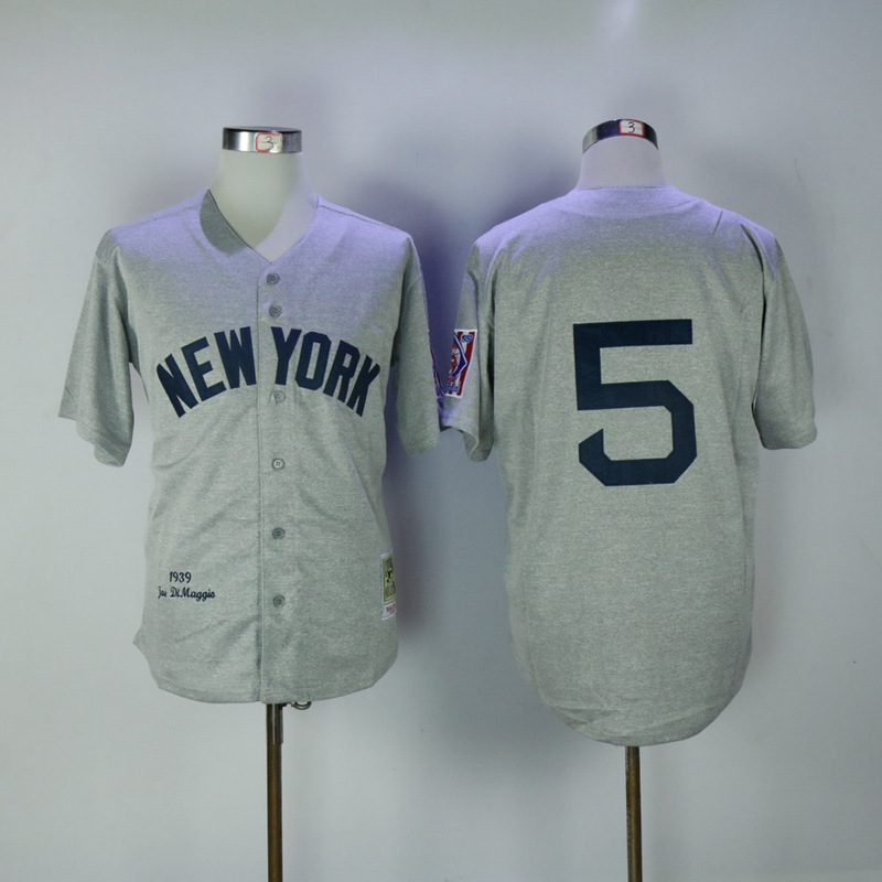 2017 MLB New York Yankees #5 Joe Dimaggio Grey 1939 Throwback Jerseys